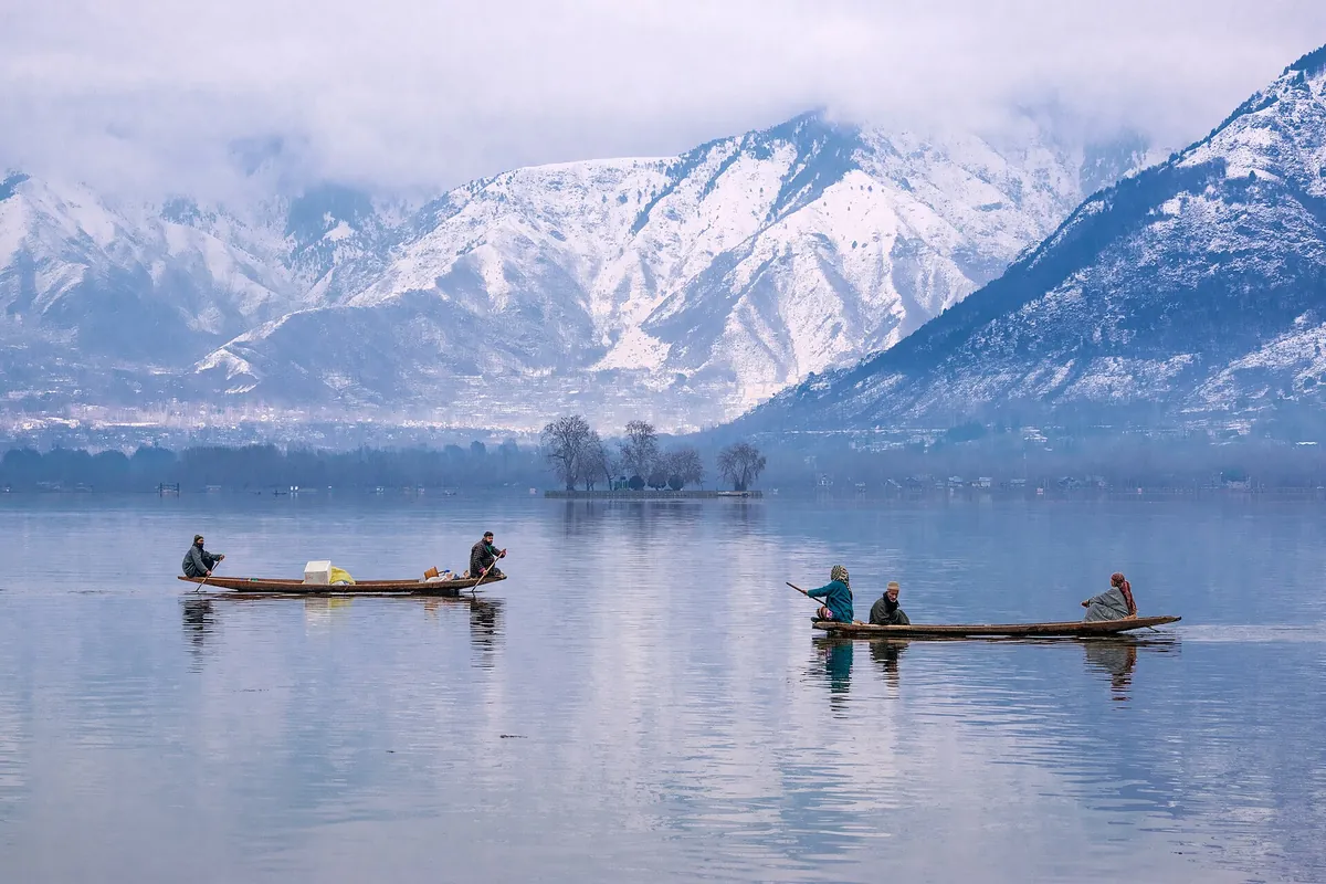 Shikara on Dal Lake near Hazratbal, Srinagar, Jammu and Kashmir