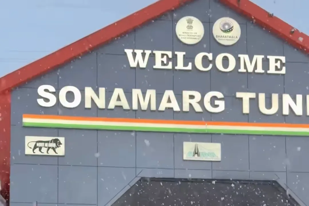 Snow falling at the entrance of the Sonamarg Tunnel during the first snowfall of the season, from our reel