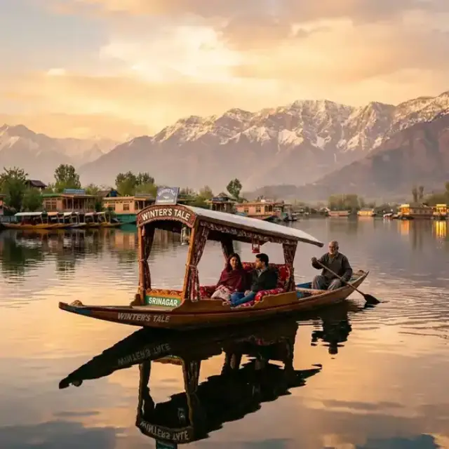 Couple on a Shikara ride on Dal Lake, Srinagar